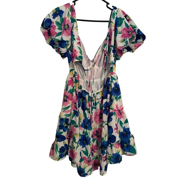 Xtraordinary Floral‎ Multicolor Back Tie Short Dress Woman's Large | g2 - Picture 3 of 9